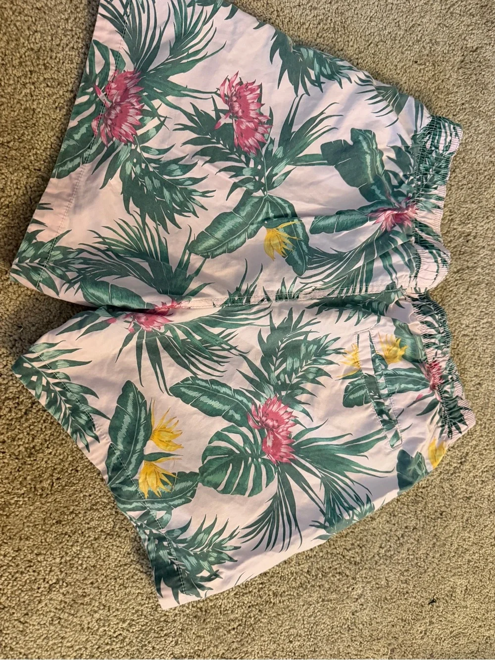 H&M Pink Tropical Floral Drawstring swim Shorts